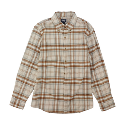 Beige Plaid Flannel Button Down