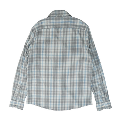 White Plaid Long Sleeve Button Down