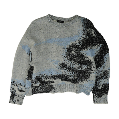 Gray Abstract Pullover Sweater