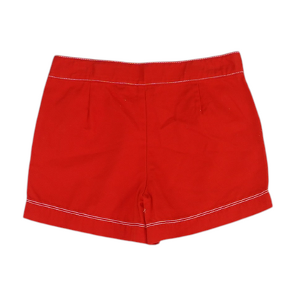Red Solid Chino Shorts