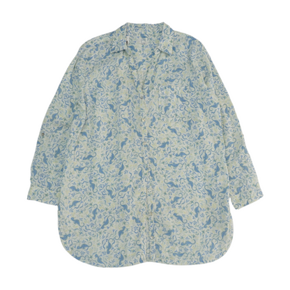 Blue Graphic Button Down