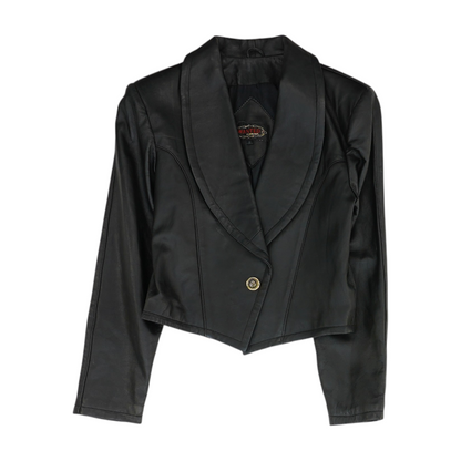 Black Solid Leather Jacket