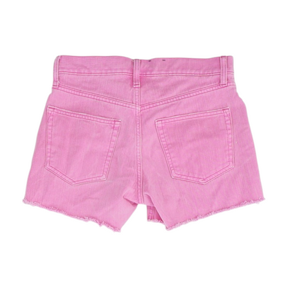 Pink Solid Denim Shorts