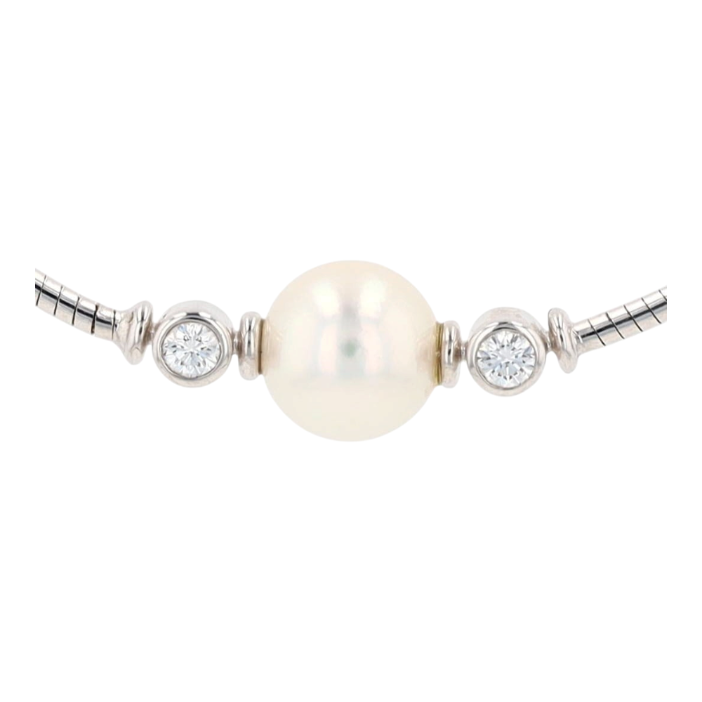 18K White Gold Cultured Pearl Choker Necklace