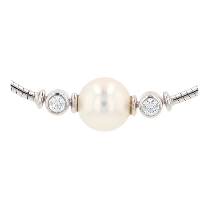 18K White Gold Cultured Pearl Choker Necklace