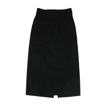Black Solid Midi Skirt