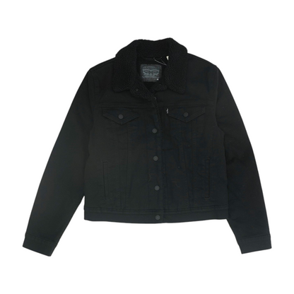 Black Solid Denim Jacket