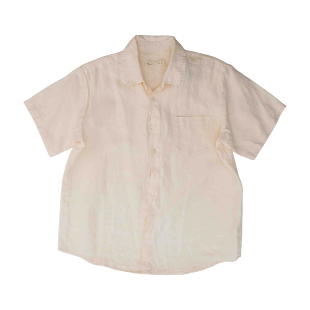 Pink Solid Short Sleeve Button Down