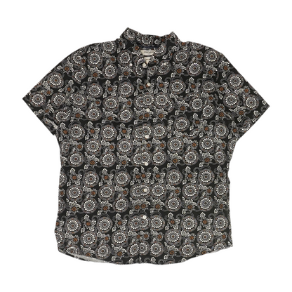 Black Floral Short Sleeve Button Down
