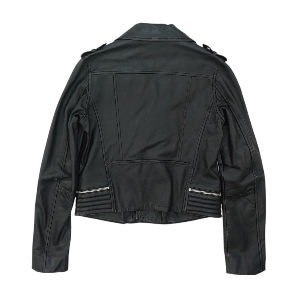 Black Solid Leather Jacket
