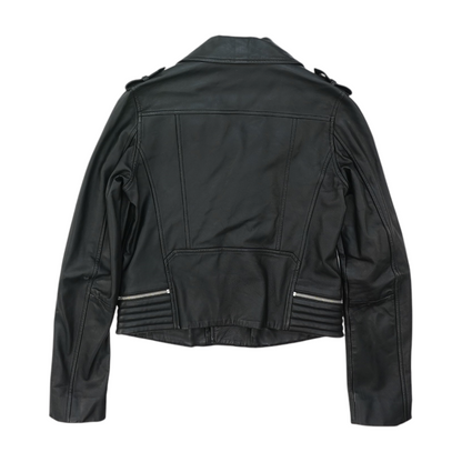 Black Solid Leather Jacket