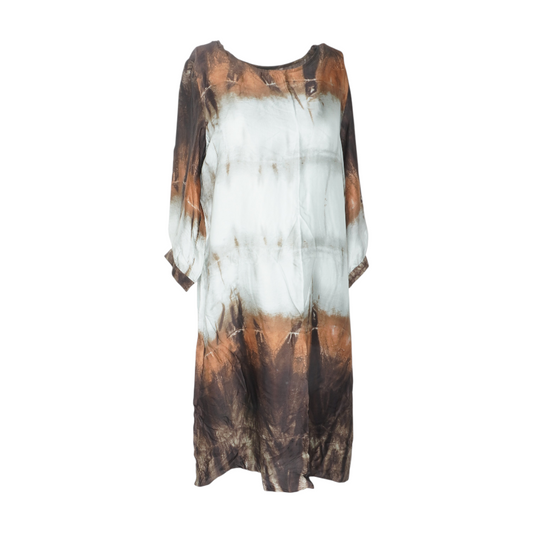 Brown Tie-Dye Midi Dress