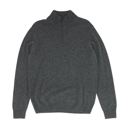 Gray Solid 1/4 Zip Sweater