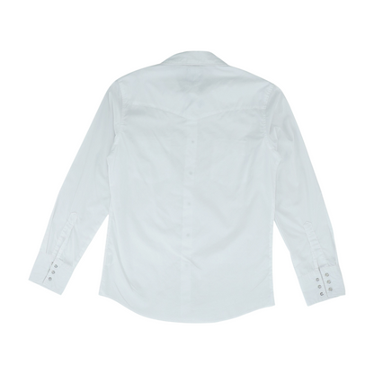 White Solid Long Sleeve Button Down