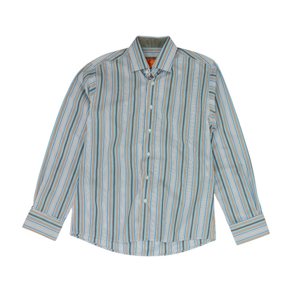 Brown Striped Long Sleeve Button Down