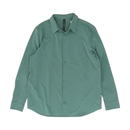 Green Solid Long Sleeve Button Down