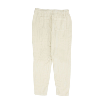 Beige Striped Tapered Pants