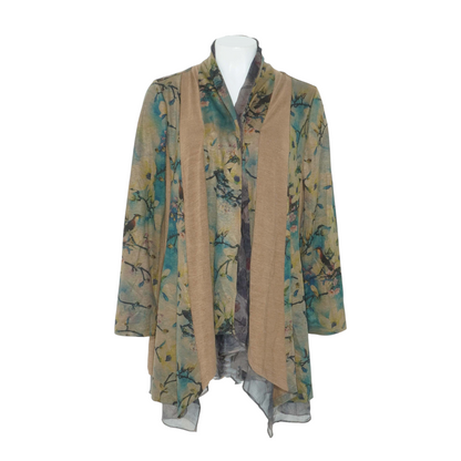 Brown Print Cardigan Sweater