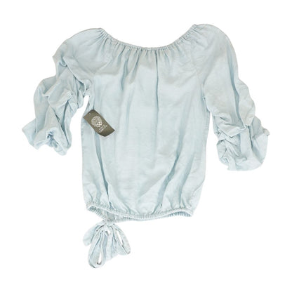 Blue Solid 3/4 Sleeve Blouse