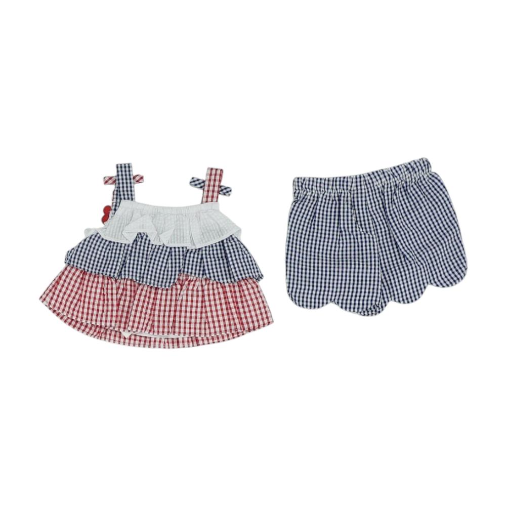 Rare Editions Navy Check Sleeveless Set – Image 2