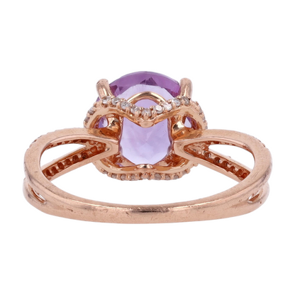 14K Rose Gold Purple Stone Fashion Ring