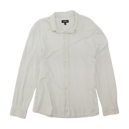 White Solid Long Sleeve Button Down