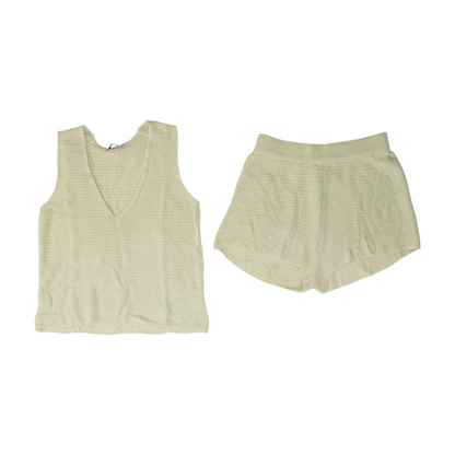 Beige Solid Short Set