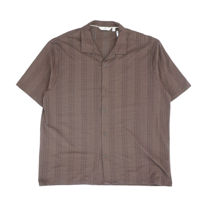 Brown Solid Short Sleeve Button Down