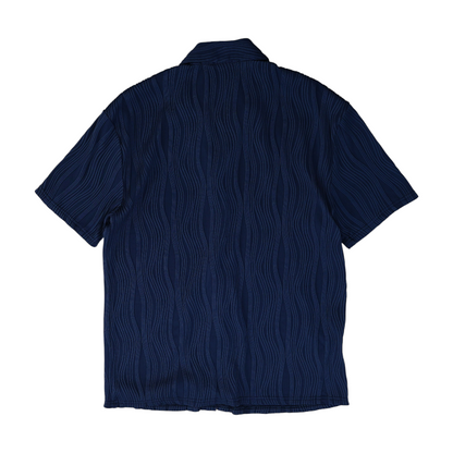 Navy Solid Short Sleeve Button Down