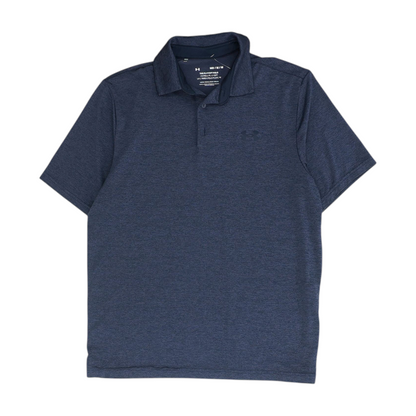 Blue Solid Short Sleeve Polo