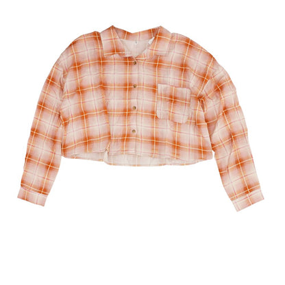 Pink Plaid Cropped Button Down
