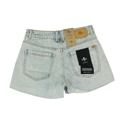 Blue Solid Denim Shorts