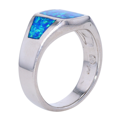Sterling Silver Created Opal Fashion Ring