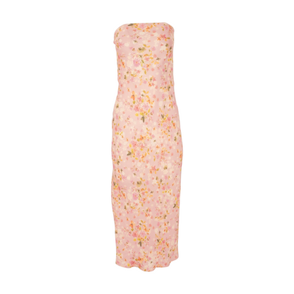 Pink Floral Midi Dress