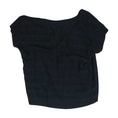 Black Solid Short Sleeve Blouse