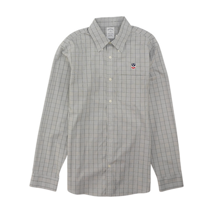 Gray Plaid Long Sleeve Button Down