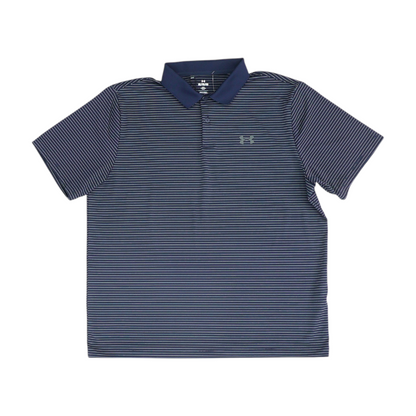 Navy Striped Short Sleeve Polo