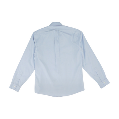 Blue Solid Long Sleeve Button Down