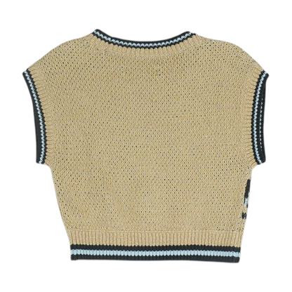 Brown Print Vest Sweater