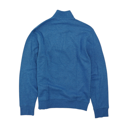 Blue Solid 1/4 Zip Pullover