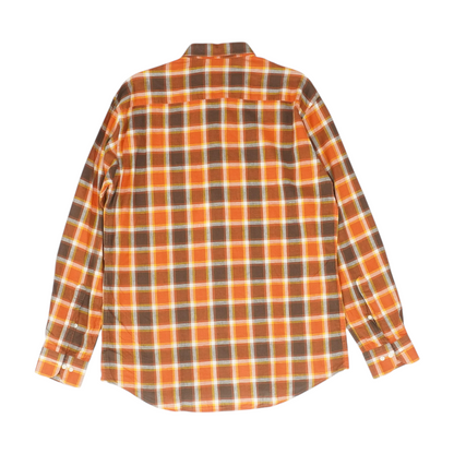 Orange Plaid Long Sleeve Button Down