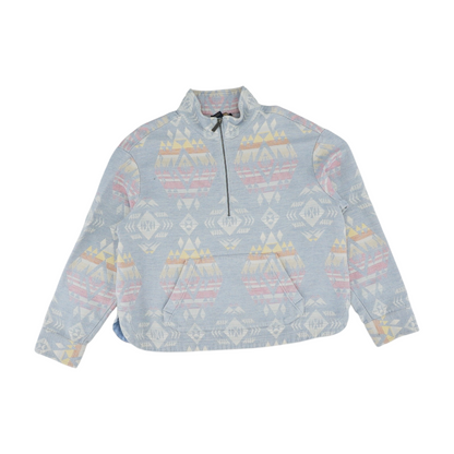 Blue Geometric 1/4 Zip Pullover