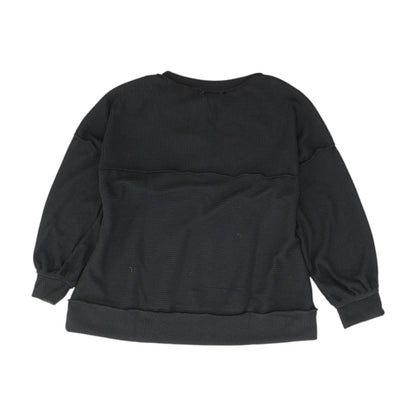 Black Solid Henley Knit Top