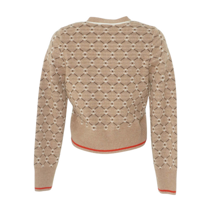 Brown Print Cardigan Sweater