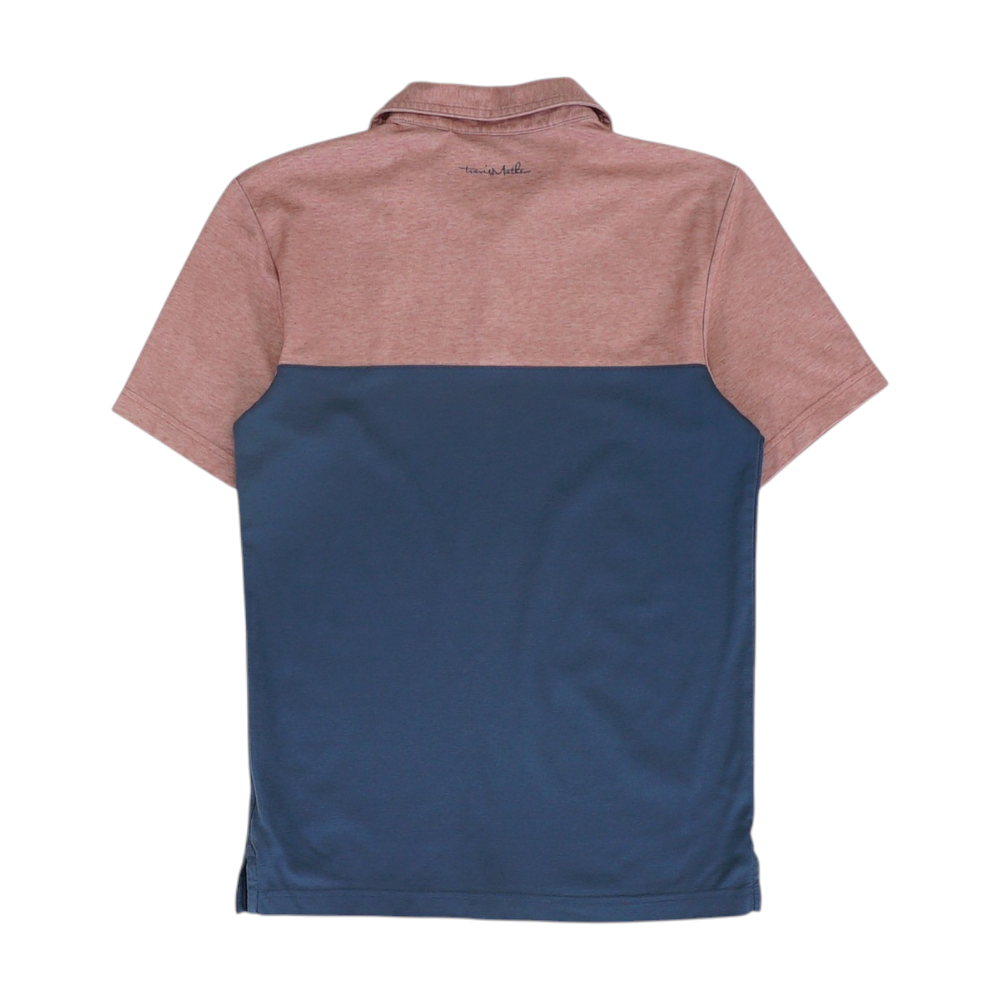 Blue Color Block Short Sleeve Polo