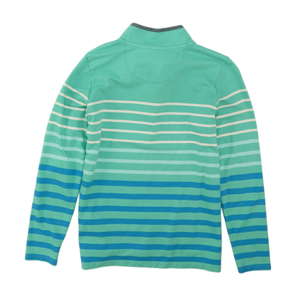 Green Striped Long Sleeve Polo