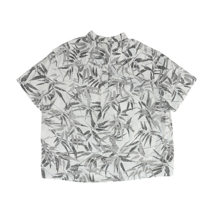 White Tropical Short Sleeve Button Down