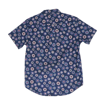 Navy Polka Dot Short Sleeve Button Down