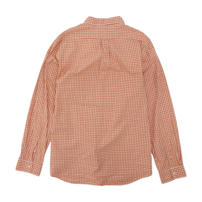 Orange Plaid Long Sleeve Button Down