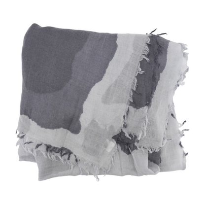 Gray Graphic Wool Scarf